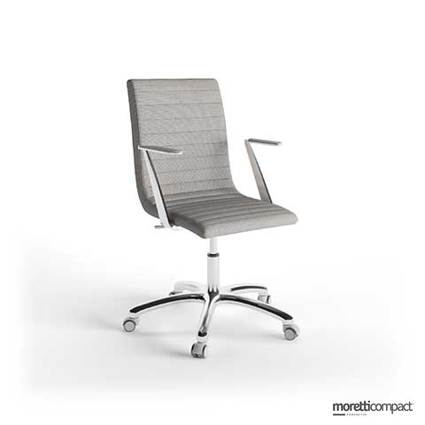 Sedia Diva imbottita con Braccioli (basamento Alluminio Lucido)