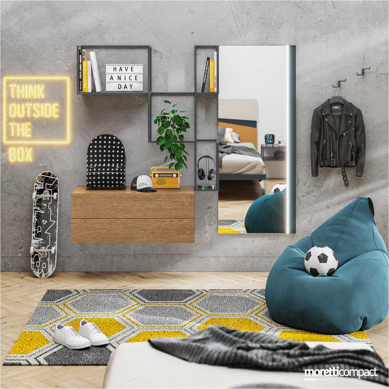 Specchiera Party Light, Airframe, Wallbox sospesi e appendiabiti