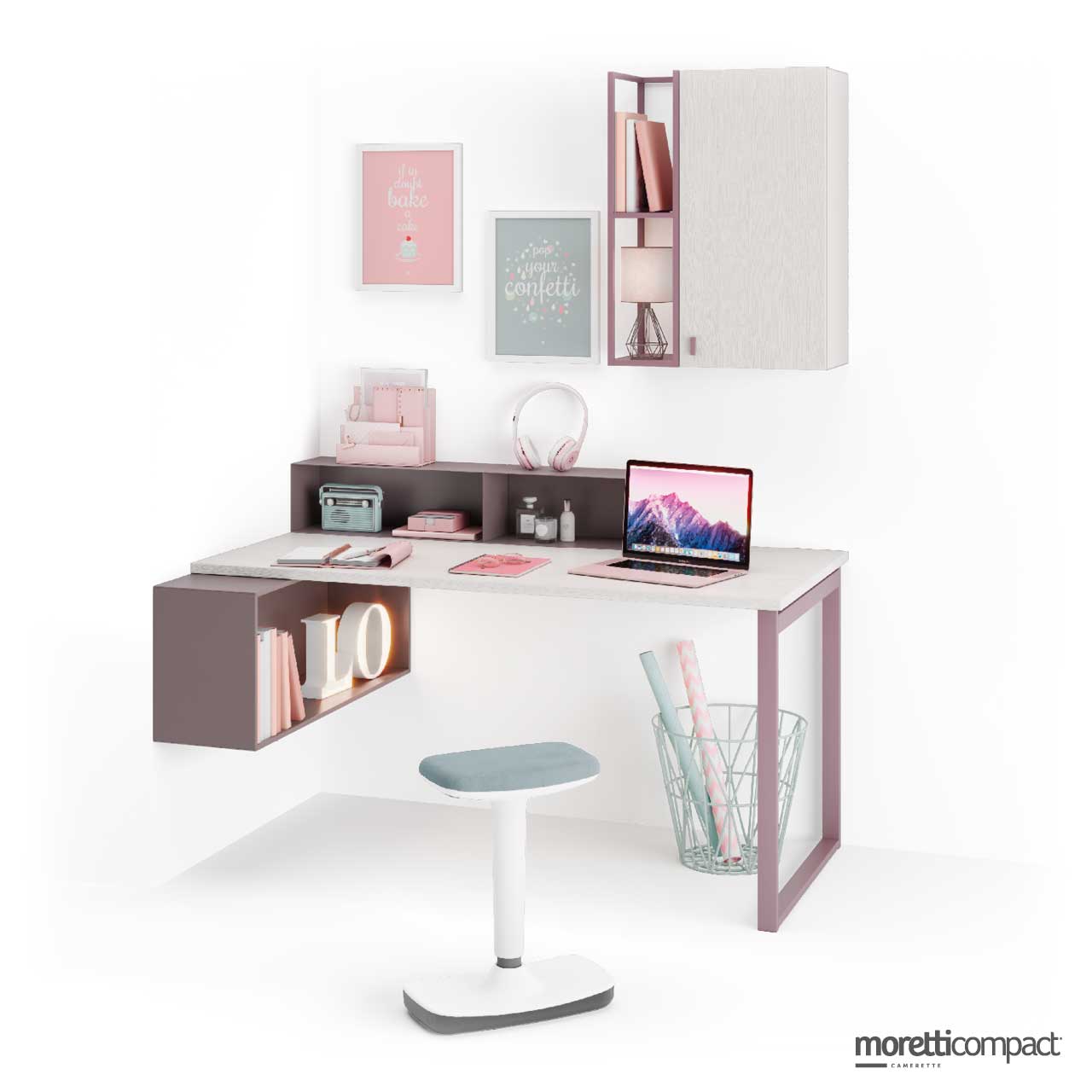 Scrivania  con supporto Fix / Wallbox  e contenitori Airframe e L-box