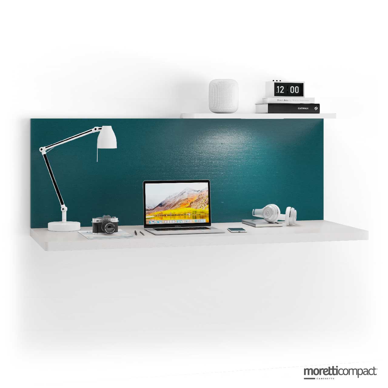 Scrivania sospesa con mensola