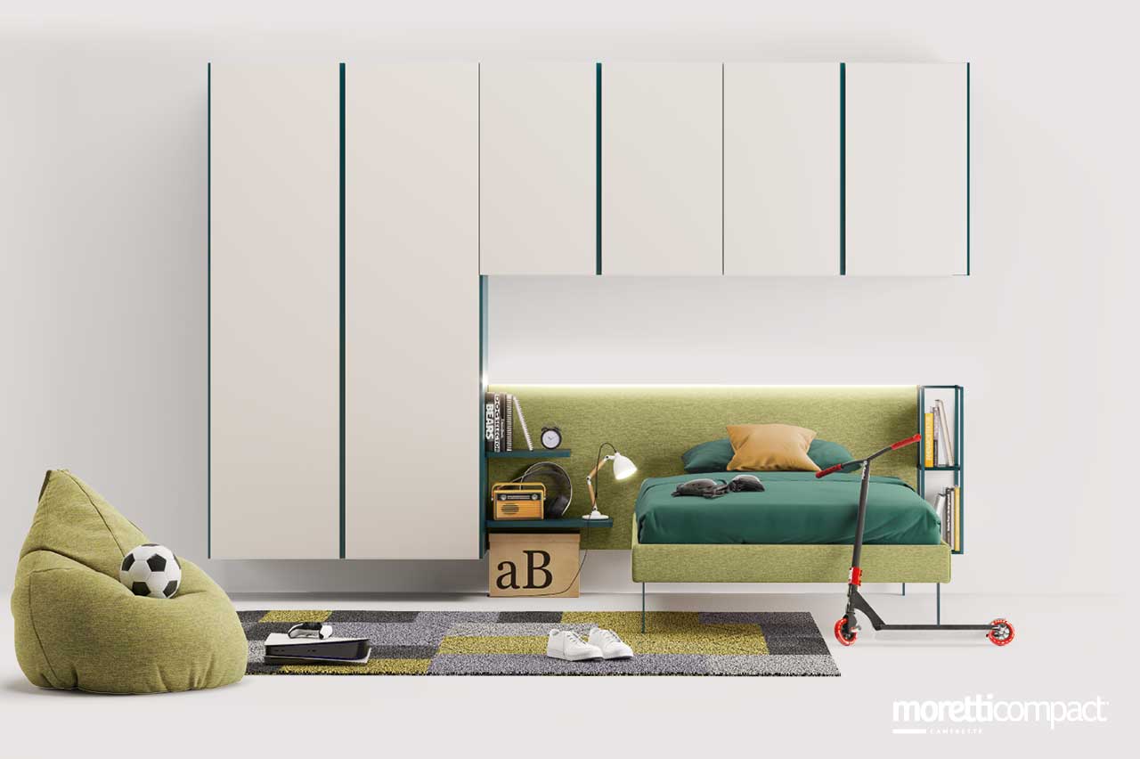 Cameretta a ponte con armadio sospeso