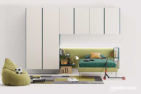 Cameretta a ponte con armadio sospeso