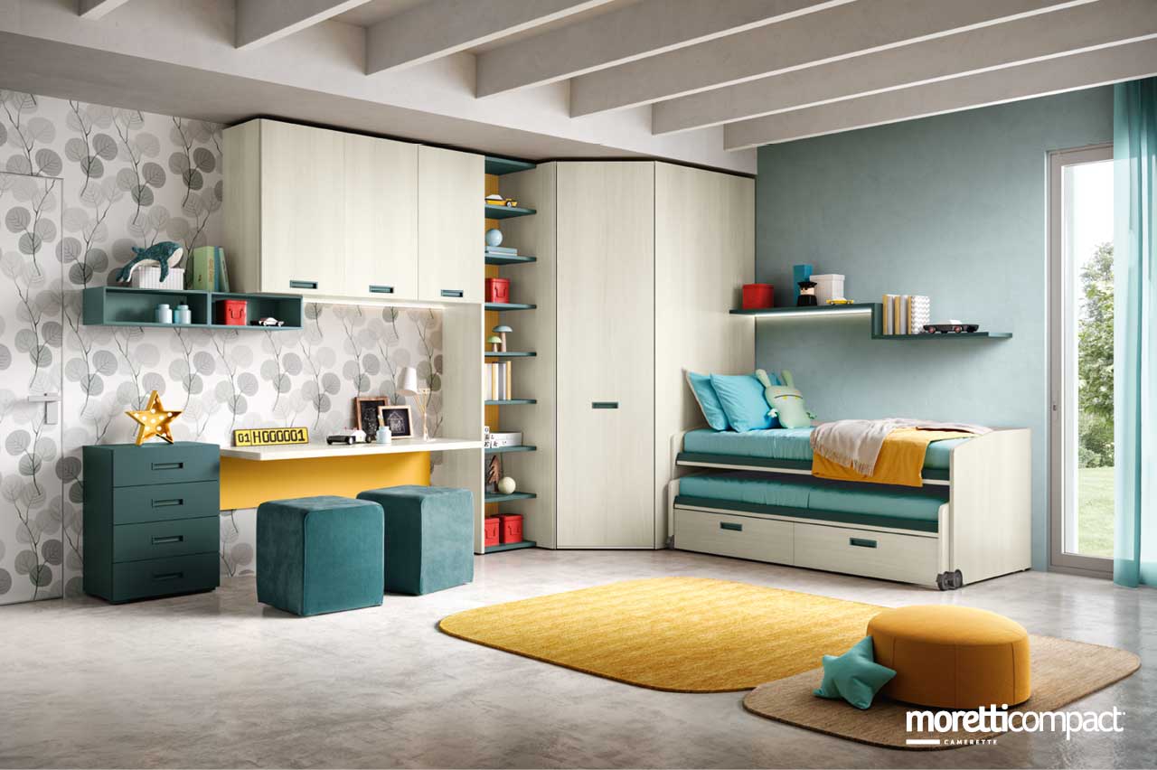 Cameretta con cabina armadio e letti Space