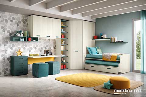 Cameretta con cabina armadio e letti Space