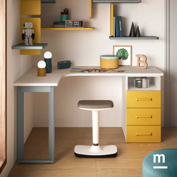 Scrivania ad angolo con sgabello Rock