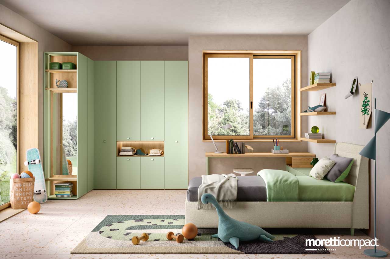 Cameretta con armadio ad angolo e terminale Liberty Cameretta con armadio ad angolo e terminale Liberty