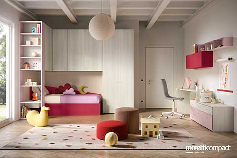 Cameretta a ponte con fianco libreria