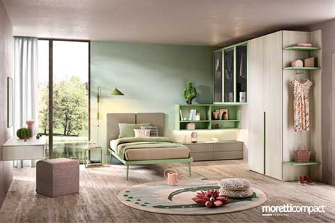 Cameretta Armadio con armadio e moduli ponte ad ante vetrina