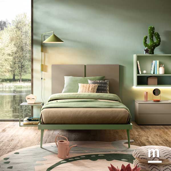 Letto con  testata in pannello Twins