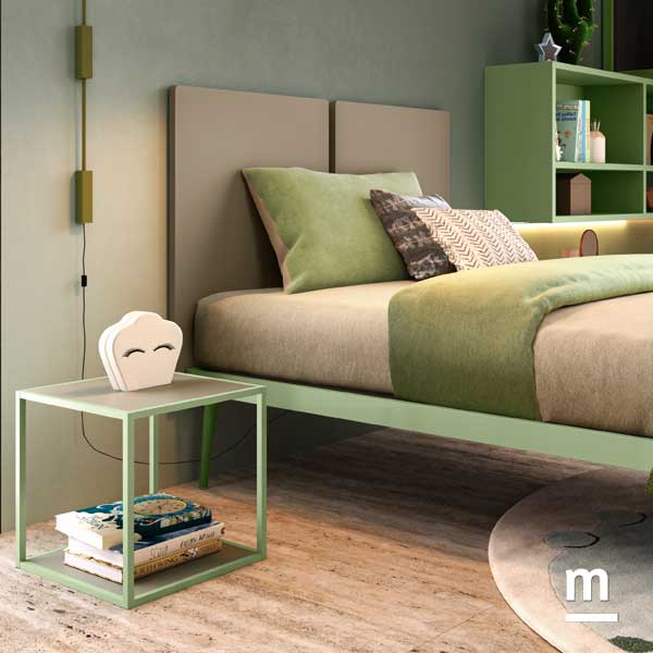 Letto con  testata in pannello Twins
