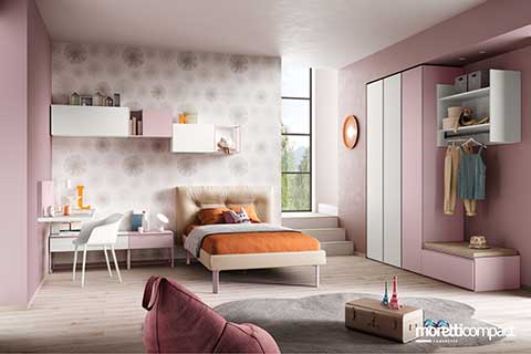 Cameretta con armadio battente e panca