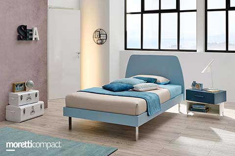 Letto singolo con testiera sagomata SC104 di Moretti Compact