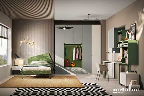 Camera con armadio battente e vano a giorno Camera con armadio battente e vano a giorno