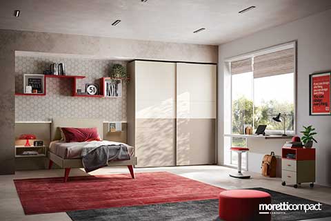 Camera con armadio scorrevole e libreria Outline Camera con armadio scorrevole e libreria Outline