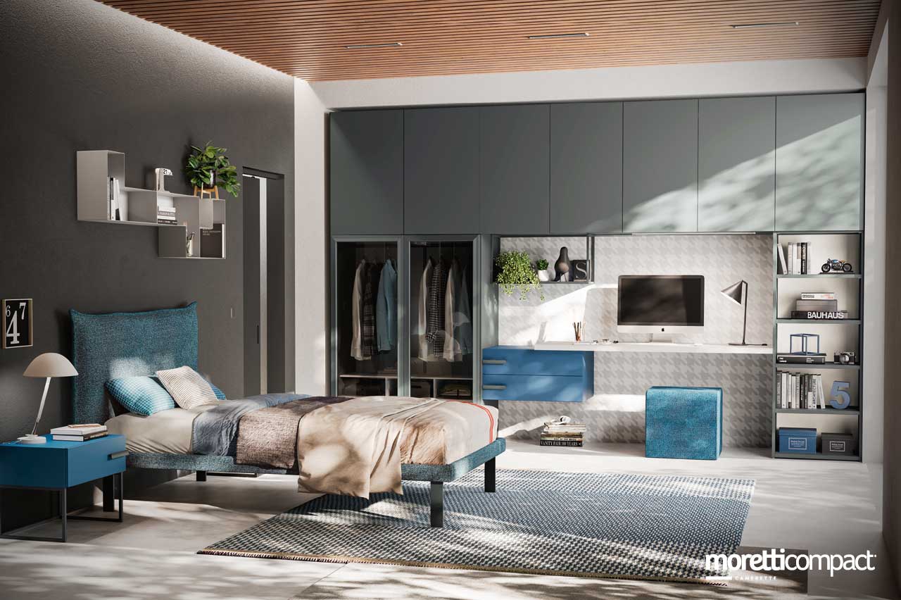 Camera con armadio a ponte e scrivania