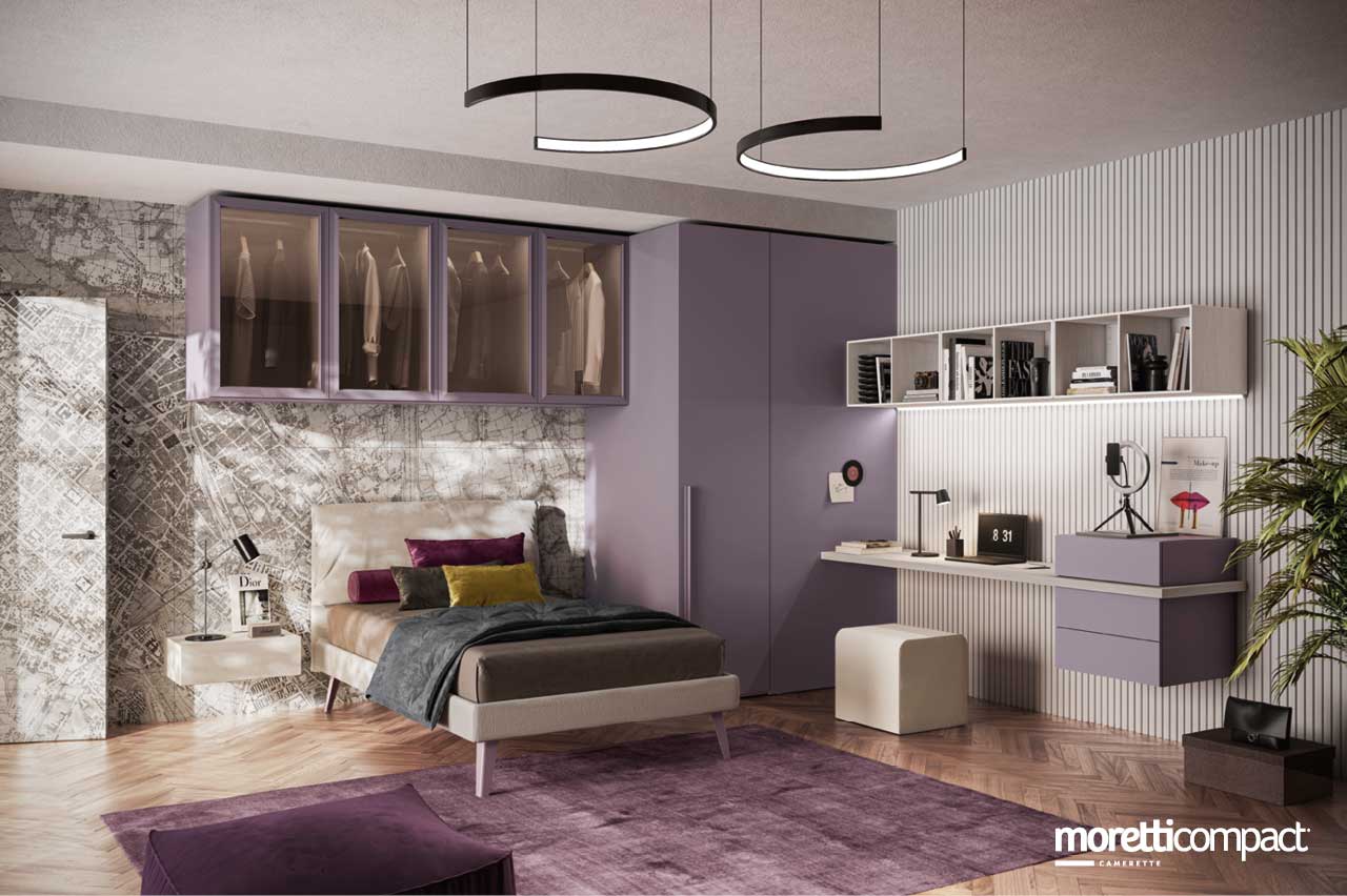 Camera con modulo cabina e wallbox con anta vetrina Camera con modulo cabina e wallbox con anta vetrina