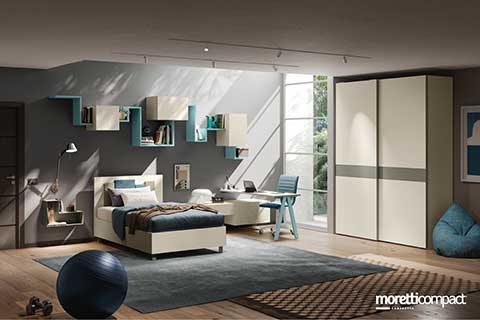 Camera con libreria Outline, Wallbox e armadio scorrevole Camera con libreria Outline, Wallbox e armadio scorrevole